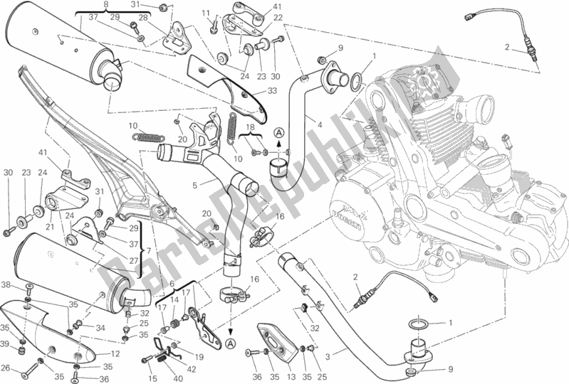 Todas las partes para Sistema De Escape de Ducati Monster 696 ABS USA 2013